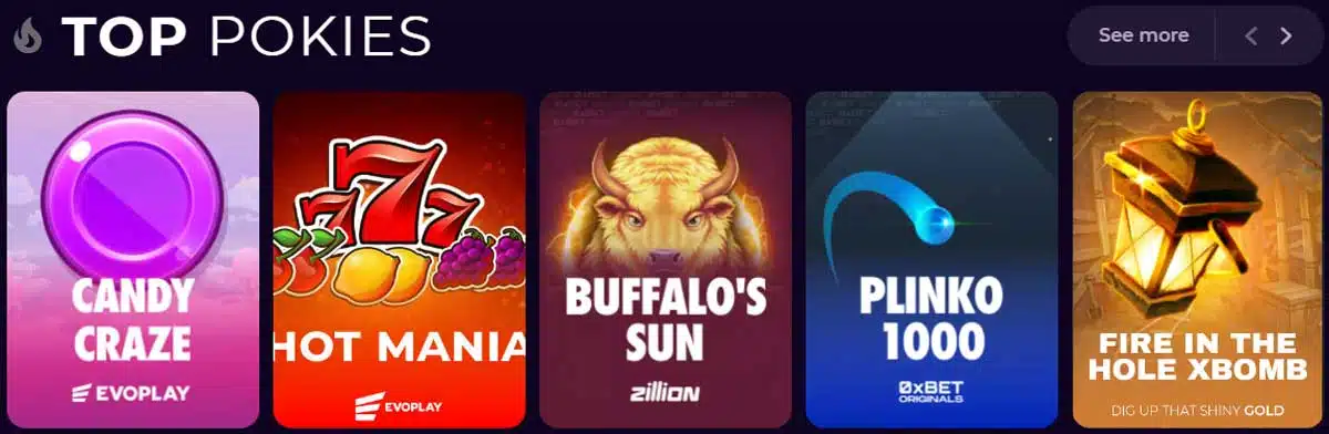 0xBet Main Games Schermafbeelding