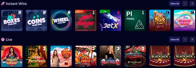 7bitcasino Games Live and Insta Games