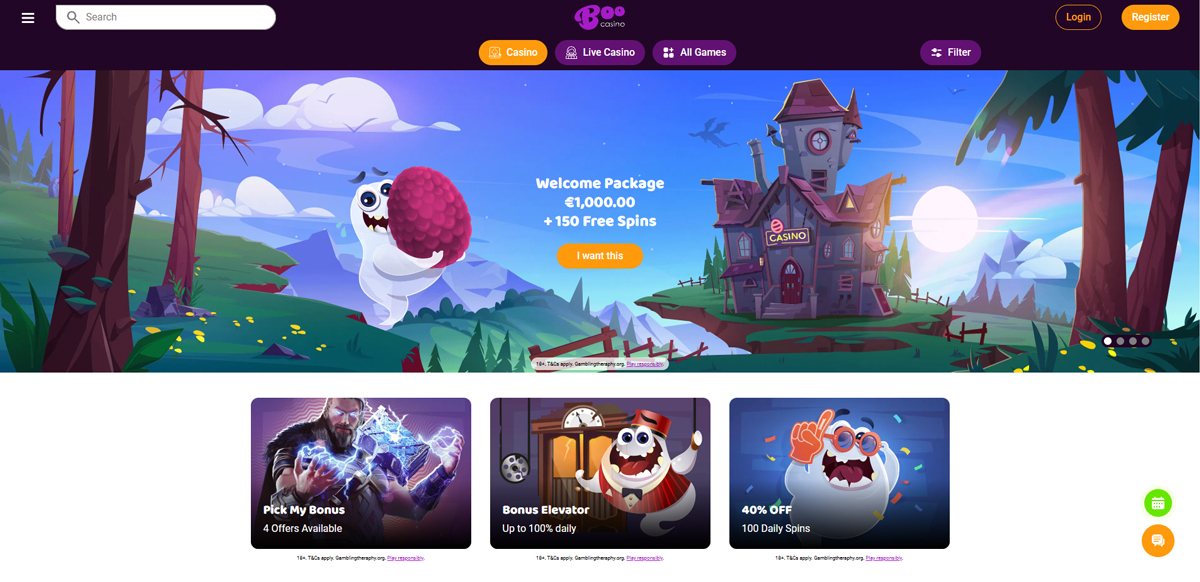 Boo Casino main page