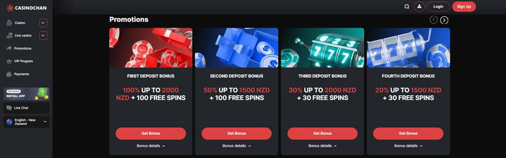 Casinochan Casino Site Design and Interface