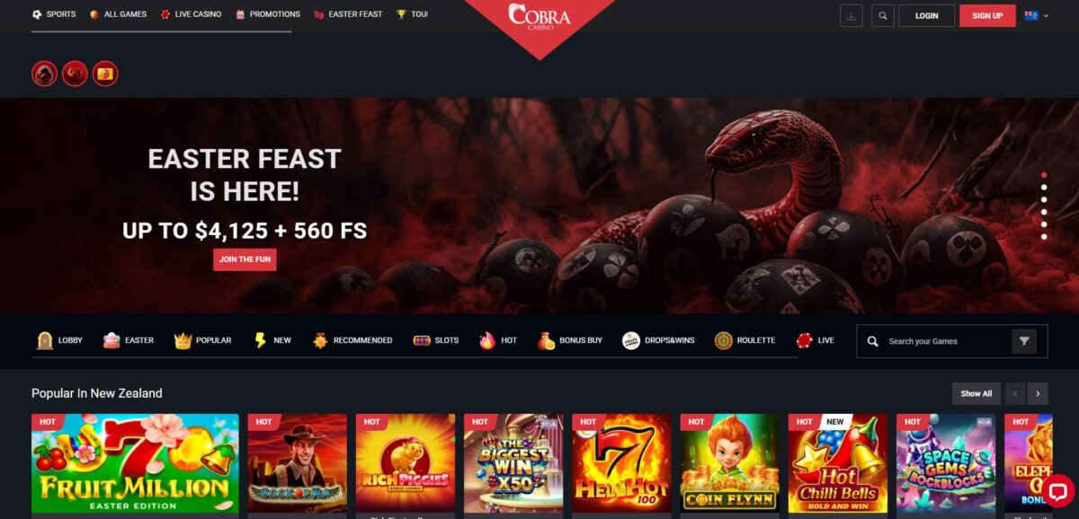 Cobra Casino main page