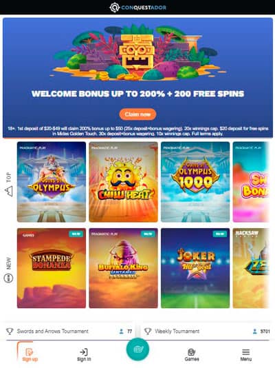 Conquestador Casino Mobile Site