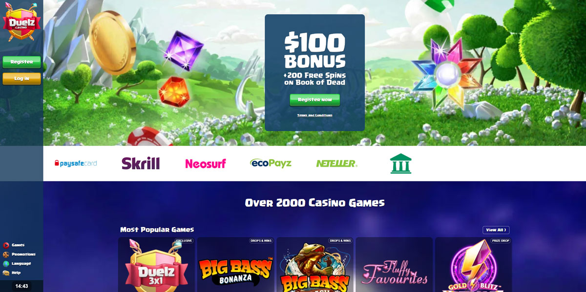 Duelz Casino main page