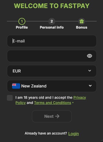 FastPay Casino registration
