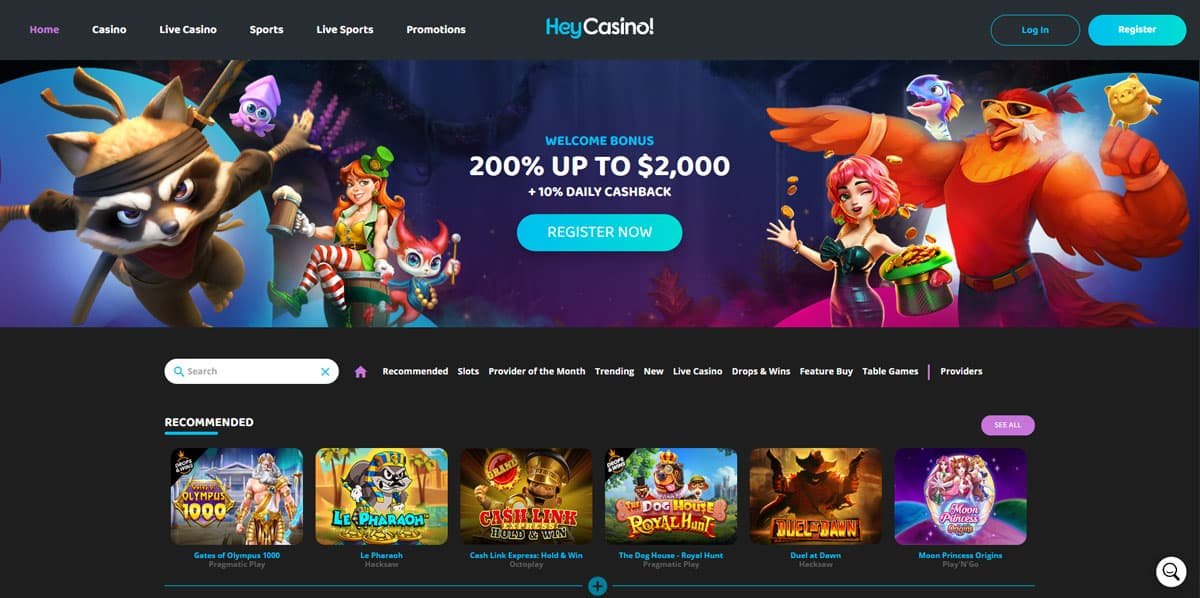 HeyCasino main page