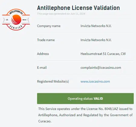 Ice Casino License