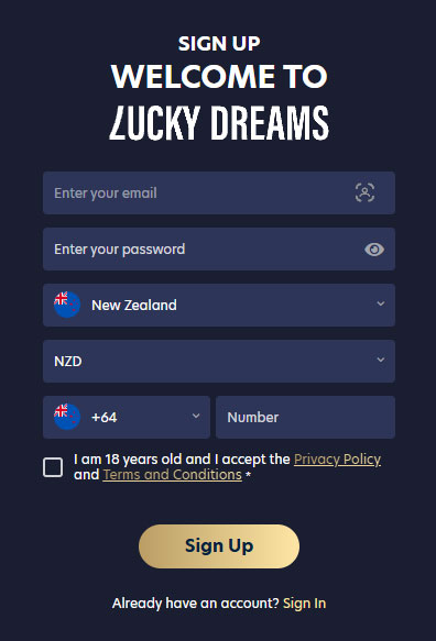 Lucky Dreams registration