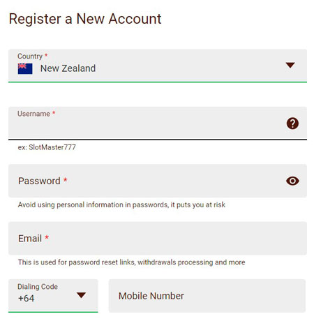 Lucky Nugget Casino Registration Step 1