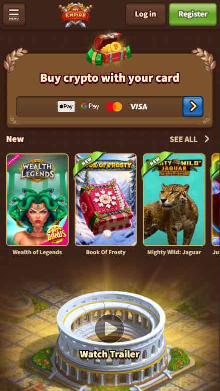 My Empire Casino Mobele Interface 2