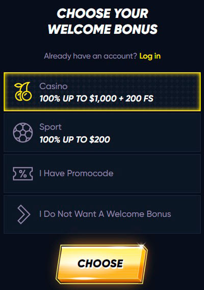 Quickwin Casino Registration Step 1