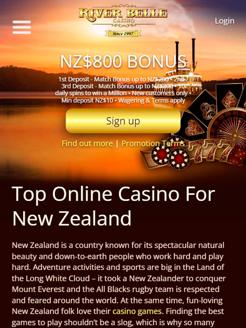 River Belle Casino Mobile Site