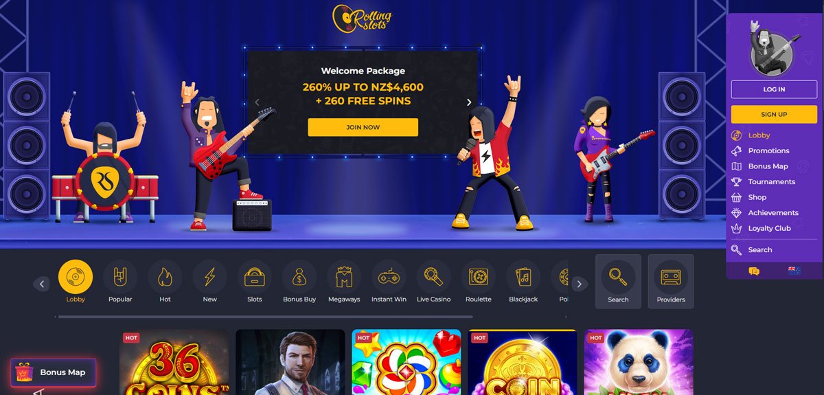 Rolling Slots main page