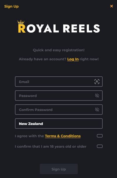 Royal Reels registration