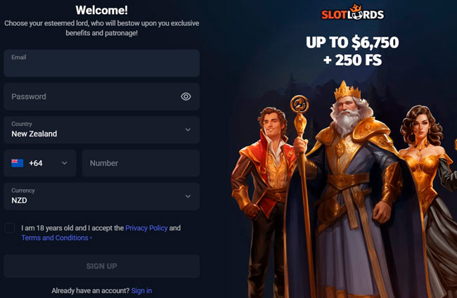 SlotLords Casino Registration