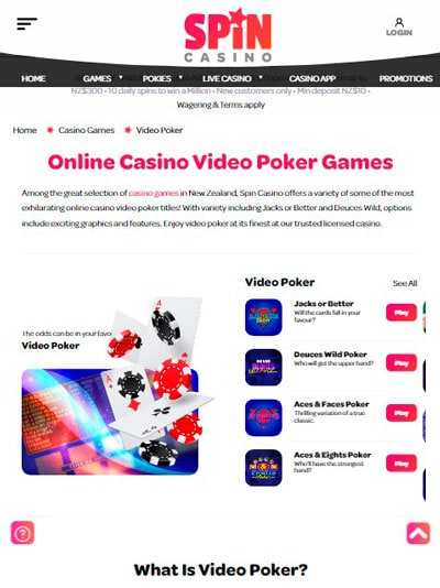 Spin Casino Mobile Poker