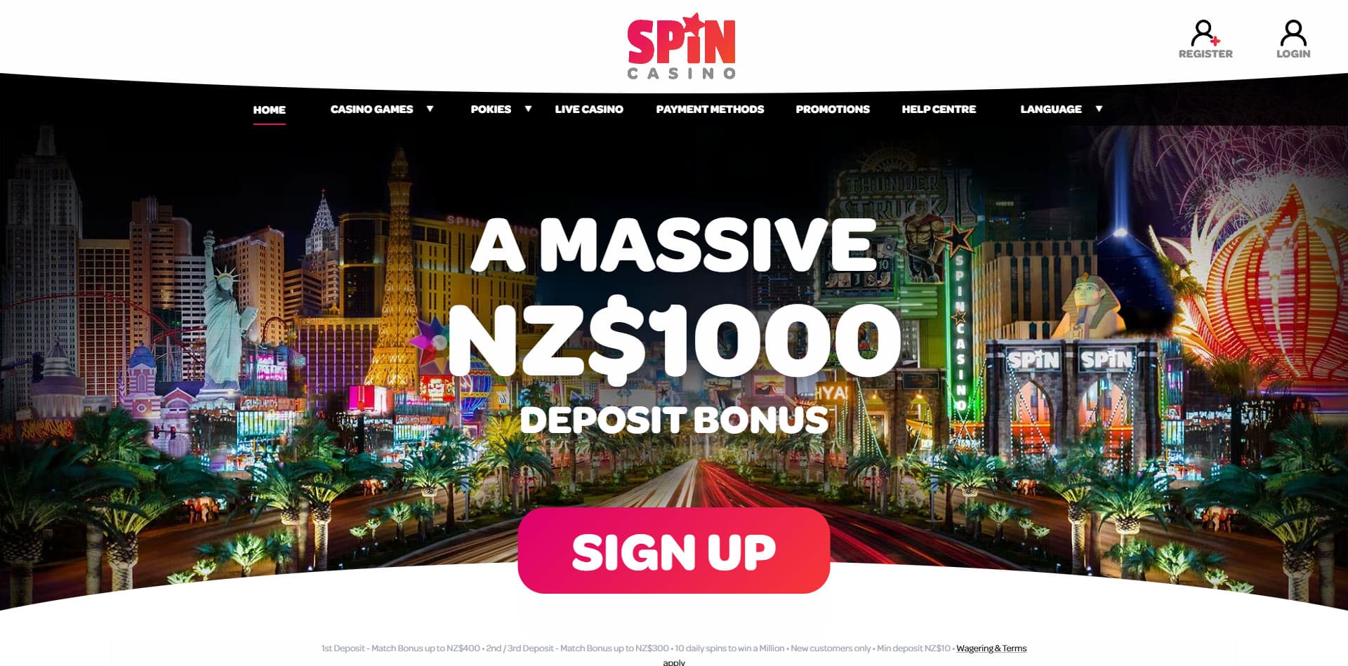 SpinCasino main page