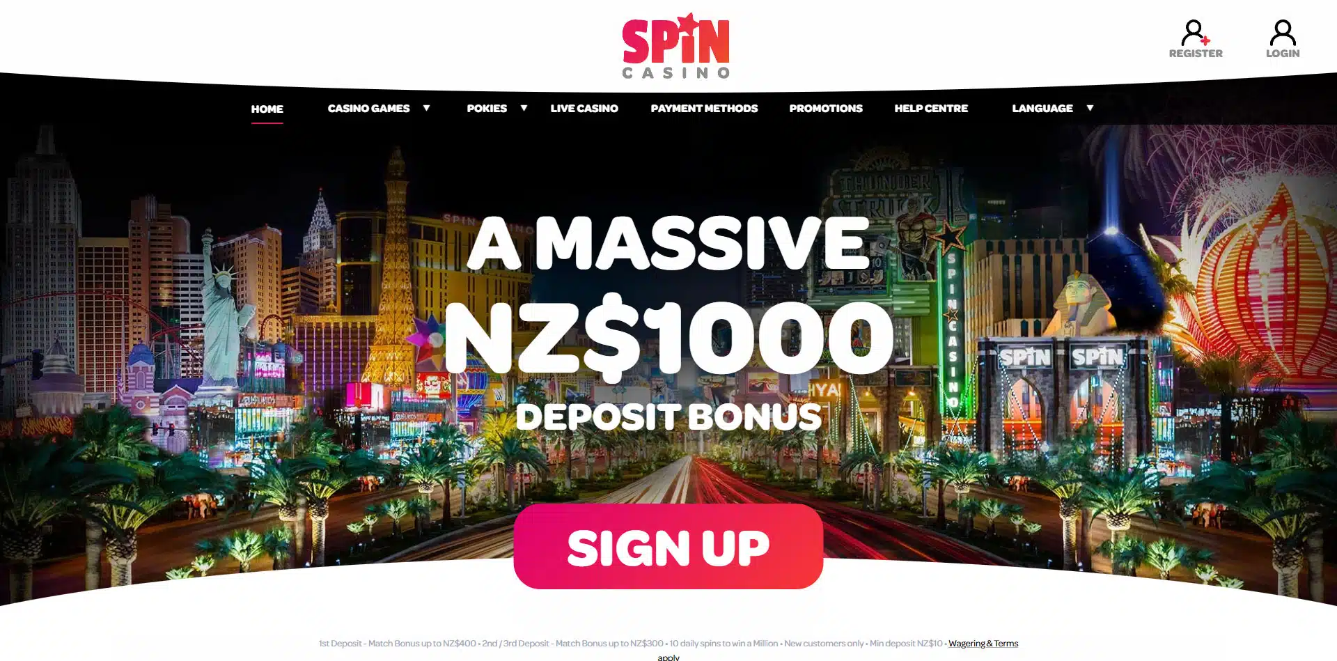 Spin Palace Casino Main Page