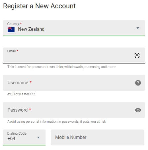 SpinCasino registration