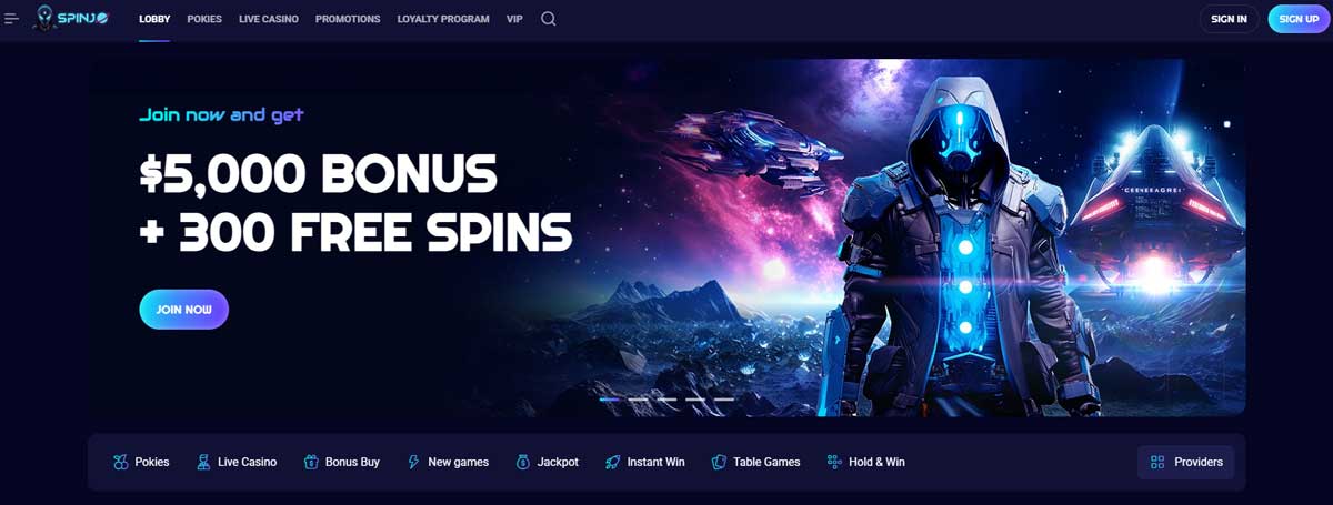 Spinjo Casino Main Page