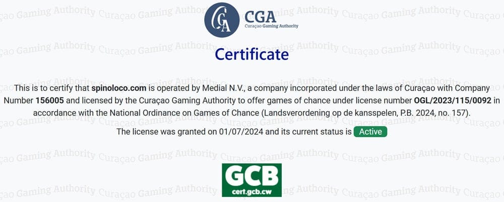 Spinoloco Security and License 