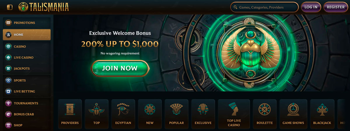 Talismania Online Casino Website