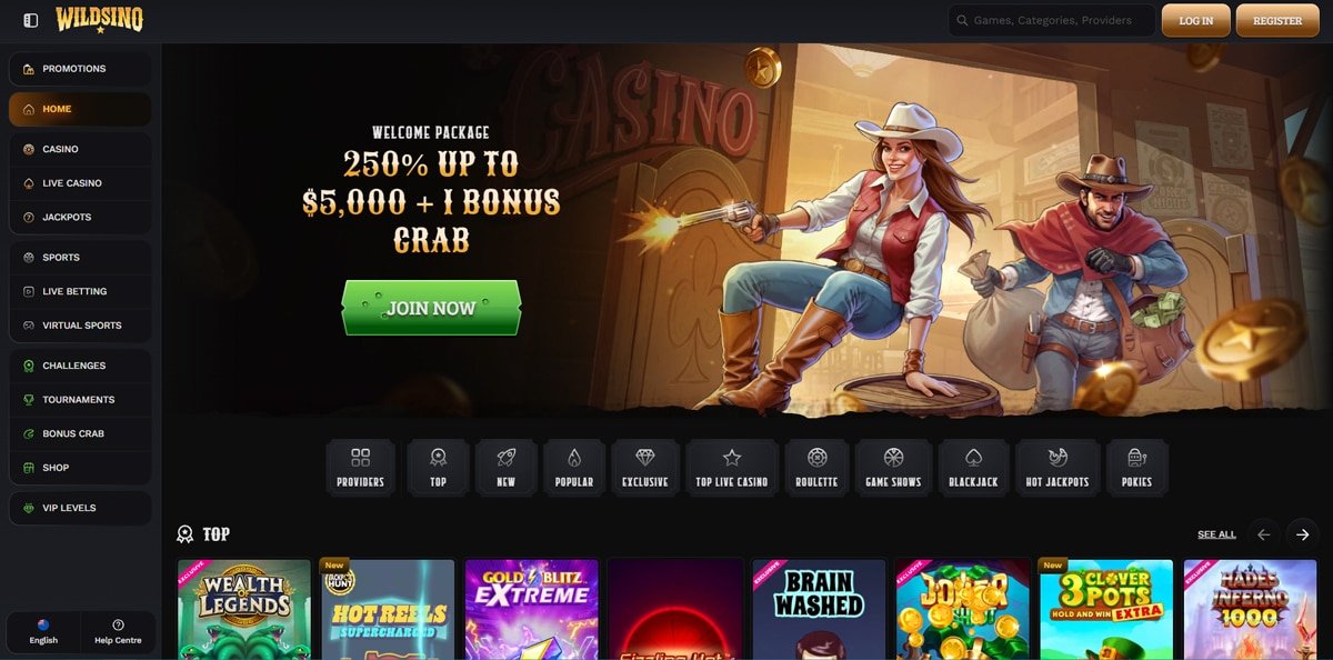 Wildsino main page