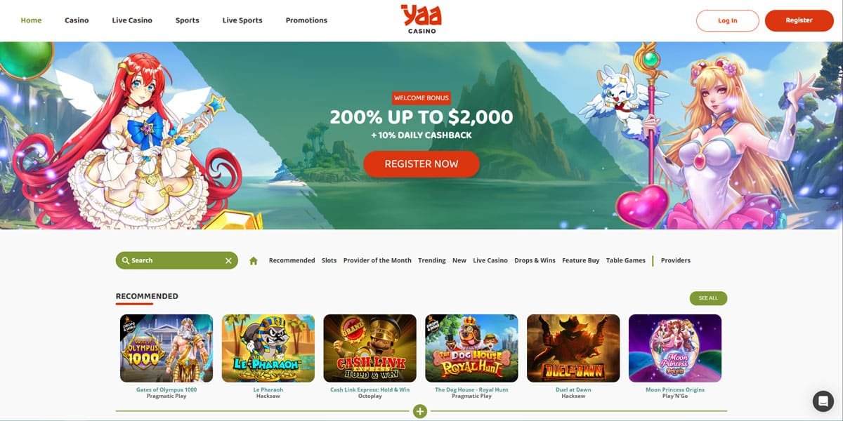 Yaa Casino main page