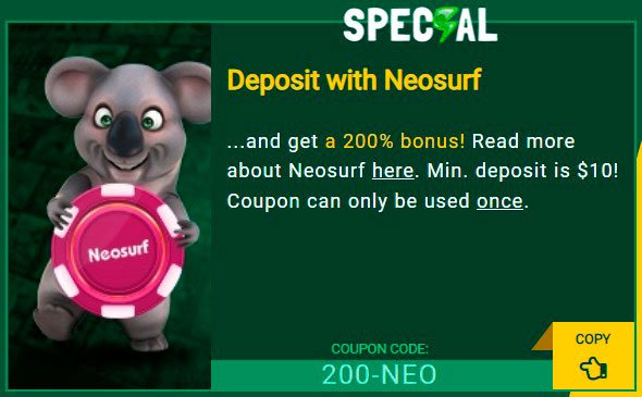 Fair Go Casino Bonus with Neosurf